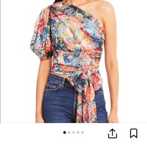 Amanda Uprichard Floral One-Shoulder Top